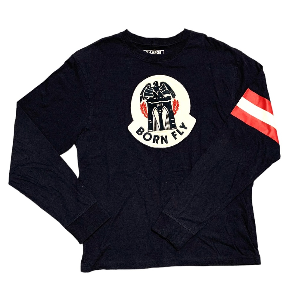 Born Fly Anytown U.S.A Dark Navy Blue Large Patch Long Sleeve Crew Neck Men’s XL